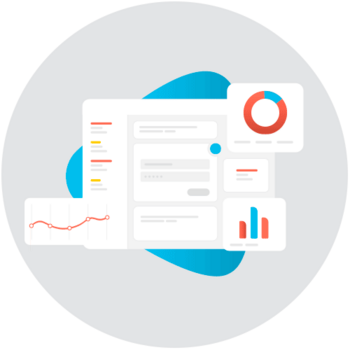 illustration of different dashboards with notes and graphs