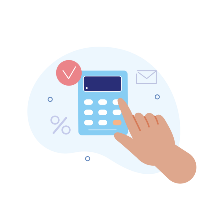 Illustration of a hand using a calculator