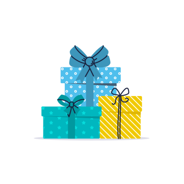 illustration of brightly coloured presents